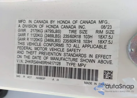 2024 Honda Cr-V Ex Awd from USA, damaged, VIN 2HKRS4H45RH417128